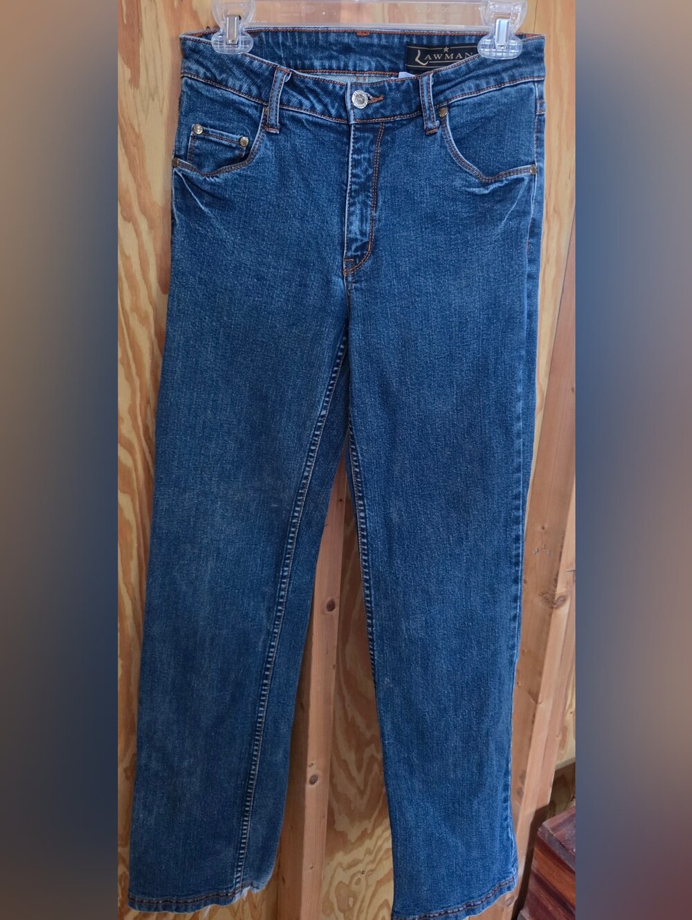 Vintage Lawman Western Embroidered Pocket High Rise Straight Leg Jeans Sz 5/6 Y2